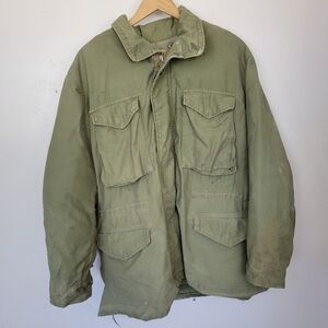Vintage Army Coat Green with Liner Men's Small Military Cargo Utility Tattered